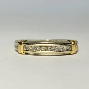 Am-Gold 14K Two Tone Gold 0.10ctw Channel-Set Diamond Size 6.75 Ring 2.30g - Picture 1 of 8