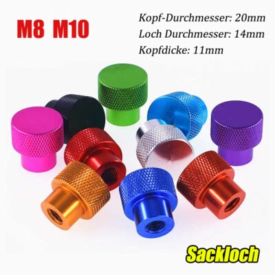 Farbe Rändelmutter M8 M10 Aluminium Hohe Typ Blindes Loch Handmutter Rundmutter - Bild 1 von 4