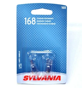 Sylvania Basic 168 4.9W Two Bulbs License Plate Tag Light Replace Plug Play - Picture 1 of 9