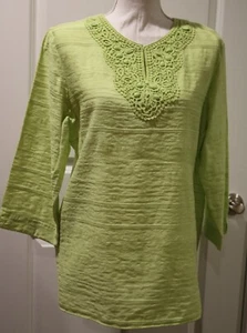 Damen Shirt Bluse Alfred Dunner Größe 10 Lindgrün Pullover 3/4 Arm Neu ohne Etikett - Bild 1 von 1