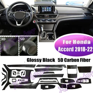 1 Set 5D Carbon Fiber Interior Decor Trim Sticker Decal For Honda Accord 2018-22 - Foto 1 di 11