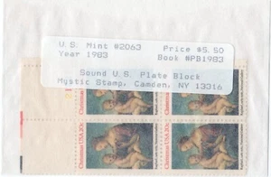 Scott #2063 Madonna & Child (Raphael) Plate Block of 4 Stamps - Mystic - Picture 1 of 3
