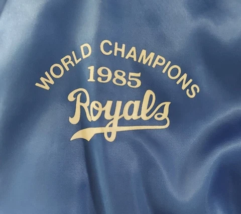 Kansas City Royals Jacket Vintage Baseball Satin 1985 World Series Bomber Sz L Cover