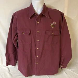 Cabelas Mens 100% Cotton Denim Shirt XL Purple w Embroidered Buck Head Free Ship - Picture 1 of 7