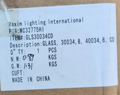 Maxim Lighting GLS30034CD Replacement Glass 30034, 8, 40034, 8, CD - Image 1 of 2
