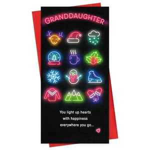 Cooler WEIHNACHTEN Geld Geschenkkartenhalter FÜR ENKELIN, Neonlichter von Hallmark - Bild 1 von 5
