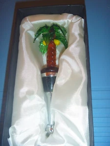 Hand Blown Glass Palm Tree Wine Bottle Stoppers LSArts - Picture 1 of 4