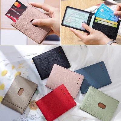 Delgado Mujeres Hombres Delgado Cuero Estuche para Licencia de Conducir Portatarjetas de Crédito Protección Foto 1 de 4