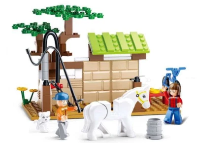 Bricks Sluban Town Farm Horse Cat 2 Figures Stable Barn Toy Gift Children - Image 1 of 4