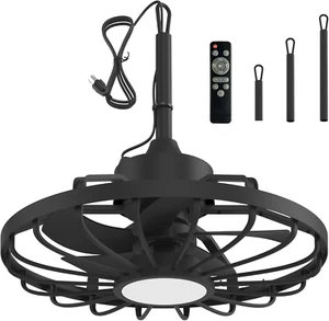 20" Outdoor Ceiling Fan with Light,Ip65 Waterproof Plug in Ceiling Fan with Remo - Picture 1 of 14
