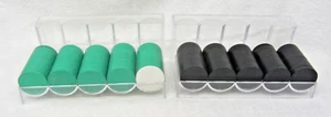 200 Vintage Official MARION HEAVY DIAMOND POKER CHIPS Green Black ACRYLIC RACK - Picture 1 of 5