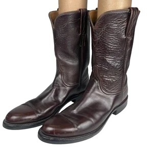 Lucchese Womens Brown Leather Western Cowboy Roper Boots 11.5 A Snip Toe - Picture 1 of 13