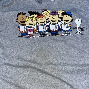 Peanuts Snoopy Gang Singing Christmas Carols Gray T Shirt Size Large New - Picture 1 of 7