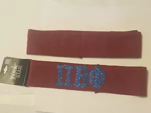 PI BETA PHI Sorority FABRIC Headband NWT SYMBOLS Burgundy and Blue SPARKLE - Picture 1 of 1