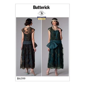 Costume Butterick MOTIVO CUCITO B6399 vestito a vita bassa con fiocco fuori misura - Foto 1 di 6