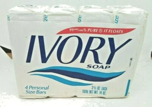 VINTAGE 4 BARS OF PERSONAL SIZE 3 1/2 OZ. IVORY SOAP in ORIGINAL WRAPPER NOS - Picture 1 of 6