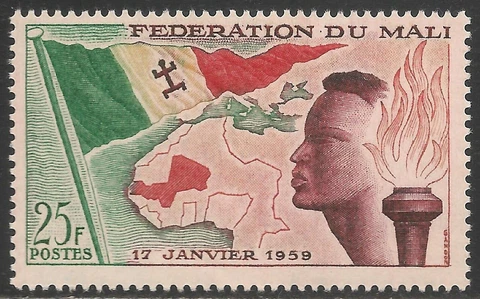 Mali #1 (A1) VF MINT LH - 1959 25fr Flag and Map of Mali Cover