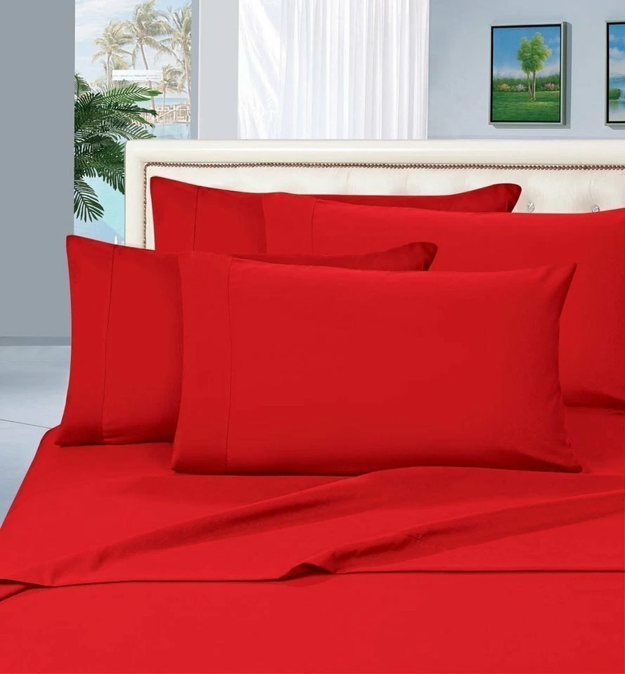  600 TC 100% COTTON LUXURY HOTEL SHEET/DUVET/'FITTED/FLAT US-ALL SIZE RED SOLID - Image 1 of 1