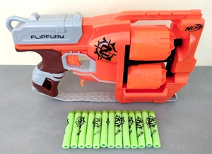 Pistola Nerf N-Strike Zombie Flipfury Naranja + 13 Dardos - Doble Cargador - Imagen 1 de 9