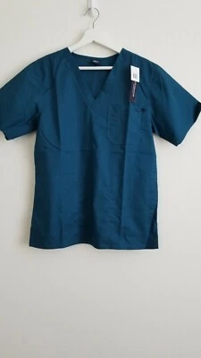 Medgear Men's Women's Green 12-Pocket V-neck Top and Pants Scrubs Set Size XS - Image 1 of 4