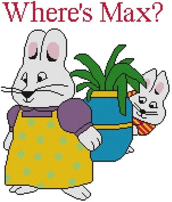 CROSS STITCH+ CRAFT PATTERN Max & Ruby Cartoon Rabbit Bunny Brother Sister Show - Image 1 of 4