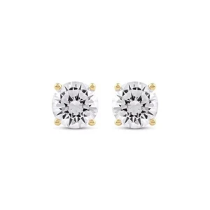 2.00 Ct G VS2 Round Cut Lab Grown Diamond Stud Earrings 14k Yellow Gold - Picture 1 of 4