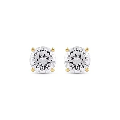 2.00 Ct G VS2 Round Cut Lab Grown Diamond Stud Earrings 14k Yellow Gold - Image 1 of 4