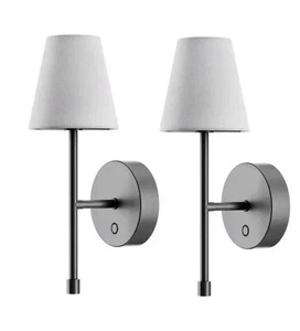NEW Globe Rechargeable Sconce Lights 2-Pack No Wiring, Dimmable, 15+ Hr Battery - Picture 1 of 3