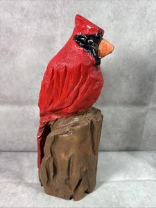 Chainsaw Carved Cardinal Sculpture White Pine Painted 12” Tall - Picture 1 of 9
