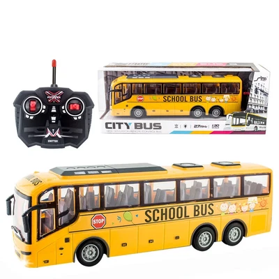 1/30 RC Electric Bus Remote Control Car Light Tour School City Model Toy - Image 1 of 4