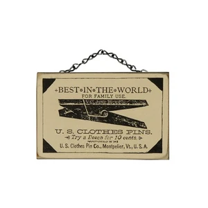 Holz USA Wäscheklammern Co. Vintage Wandschild rustikal Werbetafel Waschküche Deko - Bild 1 von 4