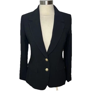 J.Crew Willa City Blazer Damen Gr. 0 Schwarz Krepp Goldknopf Jacke Arbeit Büro - Bild 1 von 13