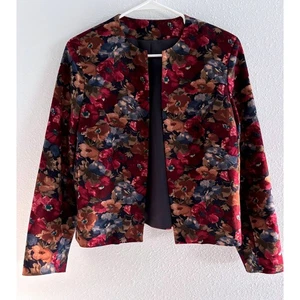 Vintage Margaret Smith Blazer Womens 10 Floral Dark Romantic Career Grandma - Picture 1 of 5