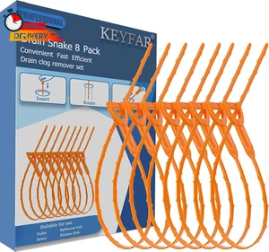 8 Pack 25Inch Drain Snake Clog Remover, Drain Hair Remover, Sink Snake Drain Aug - Picture 1 of 12