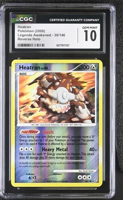 CGC 10 GEM MINT Heatran 2008 Legends Awakened 30/146 Reverse Holo Pokemon Card - Image 1 of 2