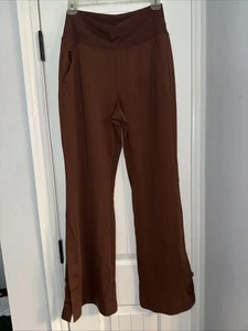 Athleta Venice Flare Pant Size XS TP Brown Pull On Zip Pockets Split Hem - Picture 1 of 5