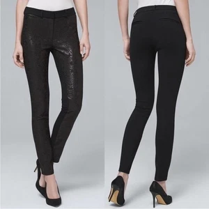 Pantalones ajustados con estampado de jacquard negros WHBM The nuevos con etiquetas / Talla 6 - Imagen 1 de 12