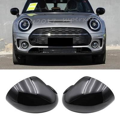2x calotte specchietti retrovisori esterni nero lucido alloggiamento per Mini F54 F55 F56 F57 F60 - Immagine 1 di 4