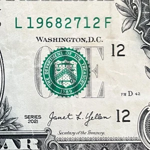 December 27, 1968 (19682712) One Dollar Fancy Serial Number Birthday Note - Picture 1 of 3
