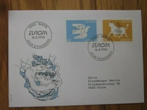 Switzerland EUROPA 1995 SET HANS ERNI DESIGNED STAMPS FDC DOVE & BULL - Picture 1 of 1