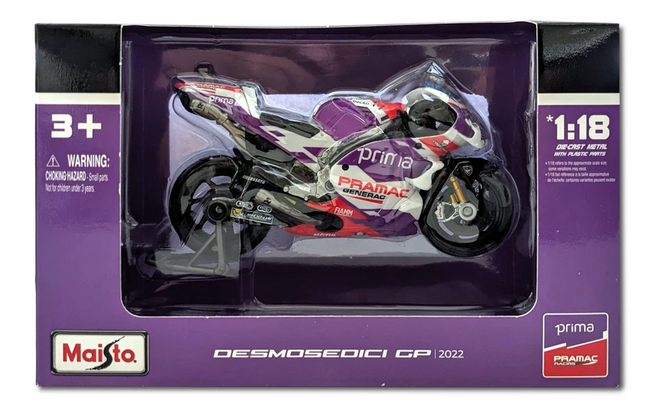 MAISTO - DUCATI Desmosedici Team PRAMAC #5 Moto GP 2022 Johann ZARCO - 1/18 -...
