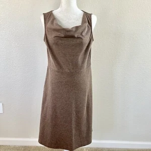 Lands End Size Small 6-8 Brown Cowl Neck Sleeveless Midi Dress Cottagecore Comfy - Picture 1 of 10