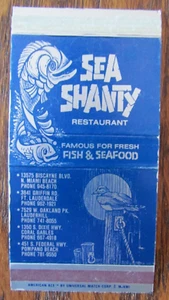 AMERICAN ACE MATCHBOX COVER: SEA SHANTY MIAMI FORT LAUDERDALE CORAL GABLES FL -C - Picture 1 of 1