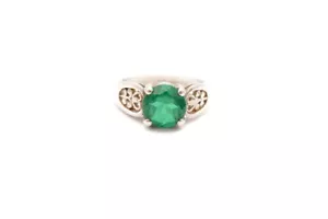 Sterling Silver 925 Lab-Created Green Spinel Ring Size 6.75 - Picture 1 of 13