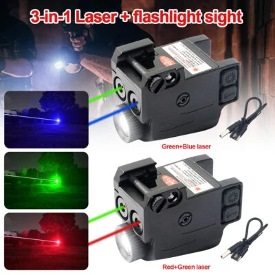 Red/Green/Blue Dot Laser Sight+Flashlight Combo For Pistol Glock 17 19 Taurus G - Image 1 of 4