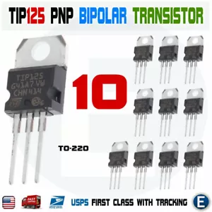10pcs TIP125 Darlington Power Transistor Bipolar PNP 5A 60V 65W TO-220 ST - Picture 1 of 6