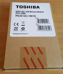 Toshiba 1GB PC2-5300 667 MHz DDR2 200 pin SODIMM Laptop Memory RAM PA3512U-1M1G - Picture 1 of 1