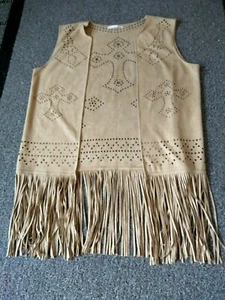 Chaleco con flecos kimono para mujer Do Everything in Love Anthropologie talla única beige bronceado - Imagen 1 de 9