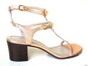 MARC JACOBS Cuero Cobre TURNLOCK Logotipo Correa en T GLADIADOR Sandalias Zapatos Nuevos - Imagen 1 de 4