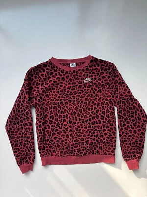 Suéter Nike Para Mujer Ropa Deportiva Leopardo Rosa Pullover Polar Cuello Redondo Talla XS Foto 1 de 4